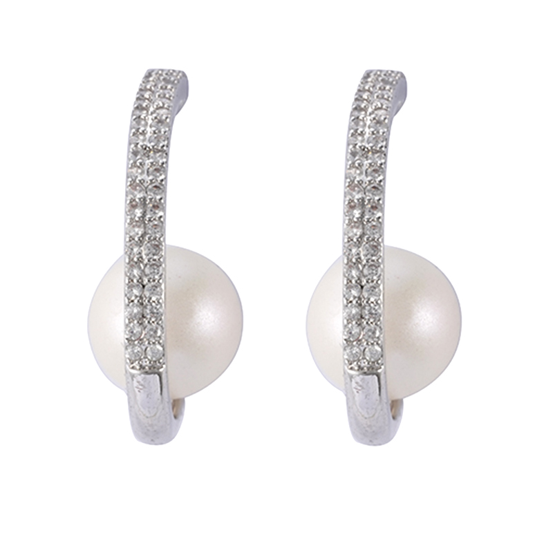 Cz 珍珠装饰圈形耳环 2.13-2.54 美元
