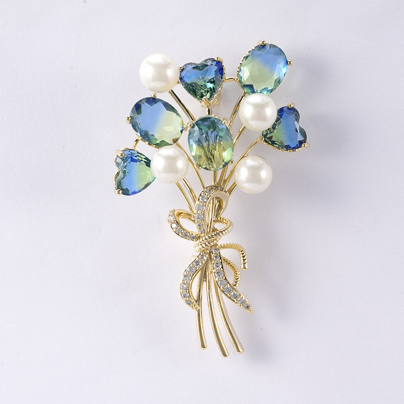 蓝色花束胸针珍珠装饰 $4.5-5.0