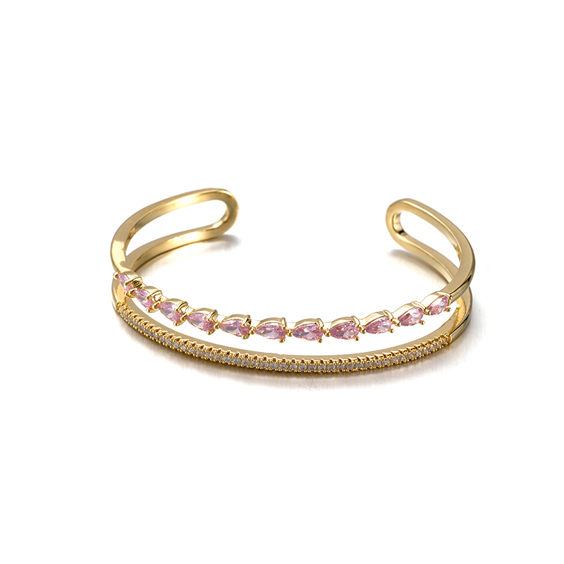 时尚款式开口手镯配粉色宝石 $5.0-$5.6