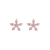粉色方晶锆石花朵耳环 
