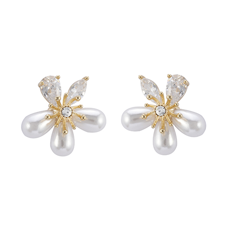花朵珍珠方晶锆石耳钉面议价格 $1.7-2.1