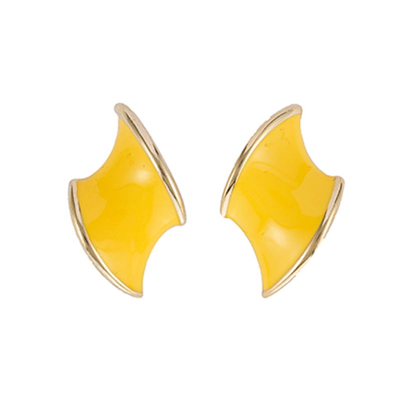 现货黄色珐琅黄铜耳环$1.5~2.0
