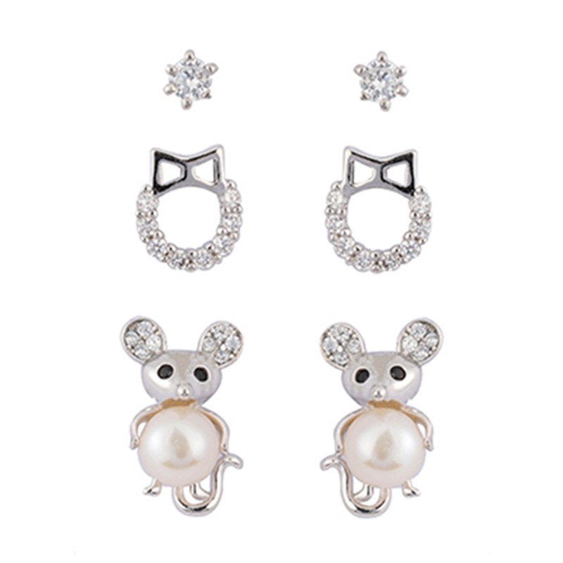 多件套珍珠老鼠耳环$2.4~2.9