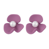 紫色珐琅花卉耳环