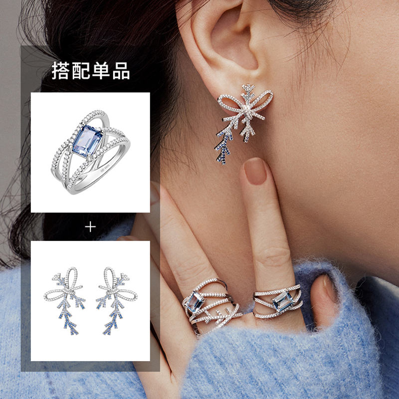 925 银蝴蝶结耳环和戒指套装 STB020