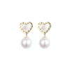 批发价格供应时尚风格方晶锆石珍珠耳环 