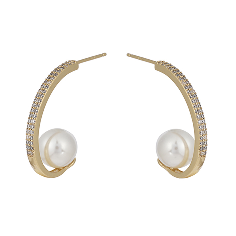 Cz 珍珠装饰圈形耳环 2.13-2.54 美元