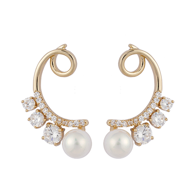 有货 Basic 珍珠方晶锆石耳环 $1.73-2.33