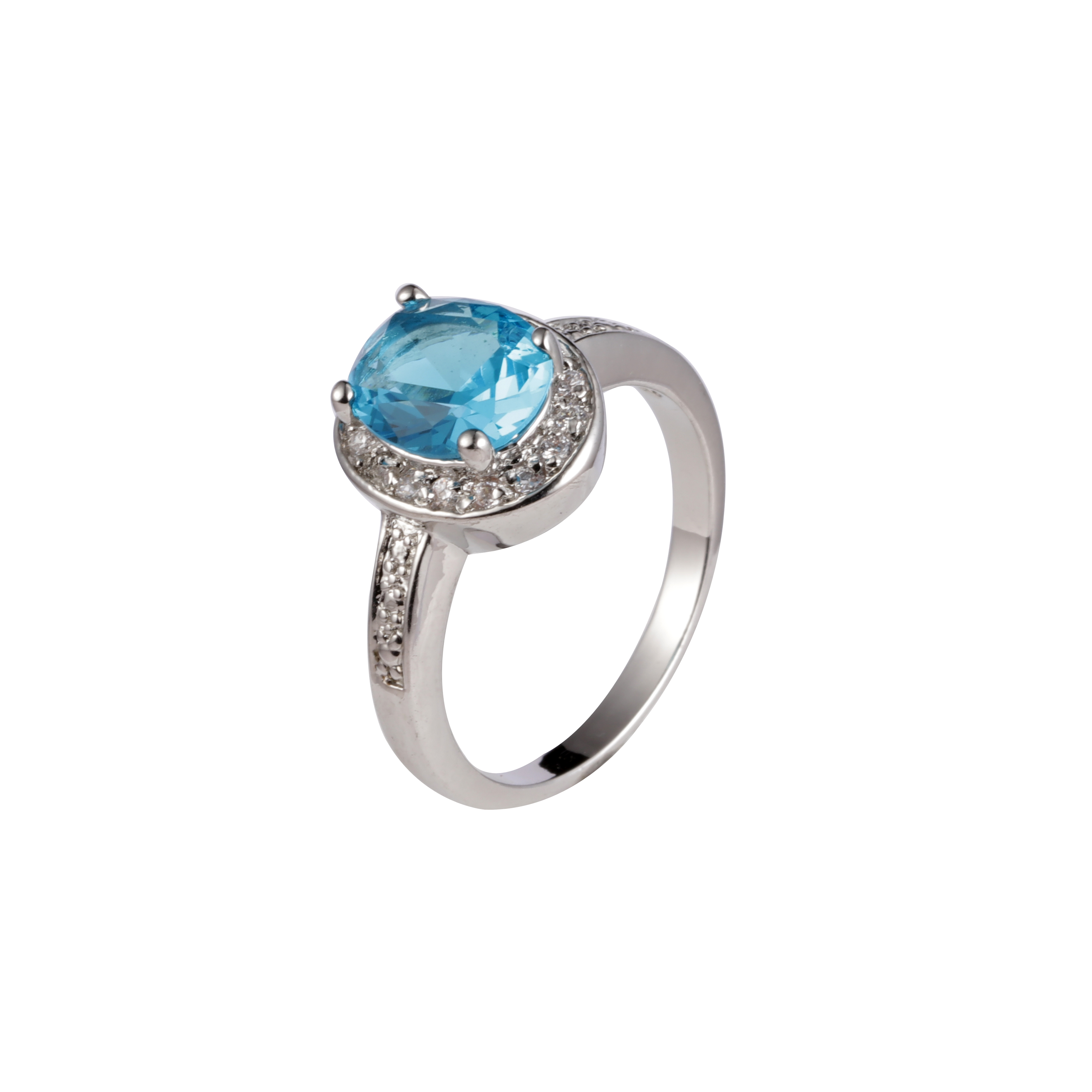 蓝色海洋有色宝石戒指 