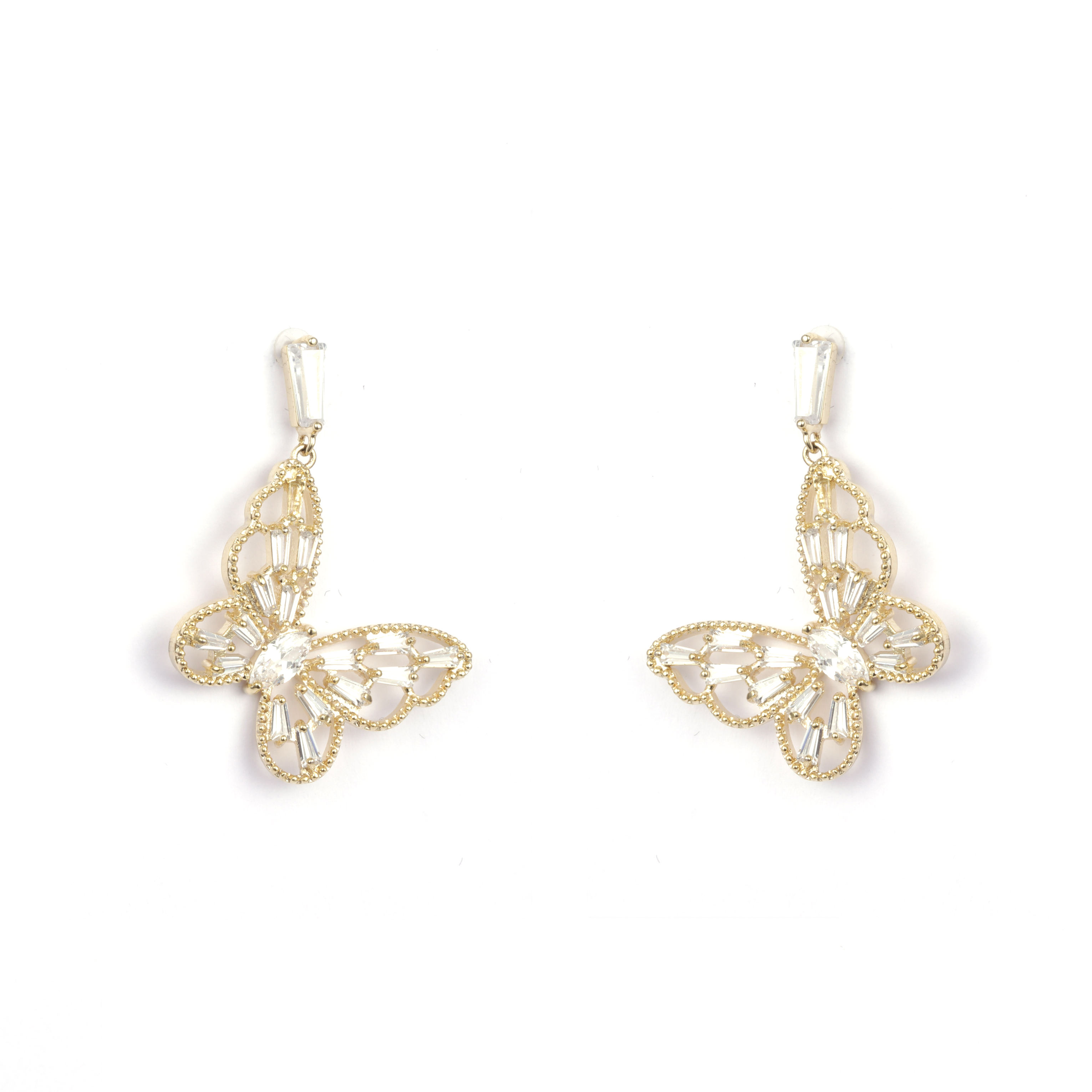 金色 Butterflyy 彩色宝石耳环