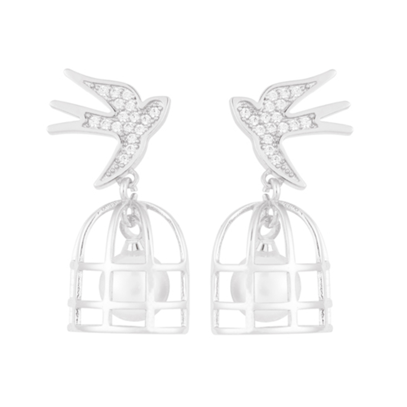 Bird 和 Cage 方晶锆石耳环 2.11-2.51 美元