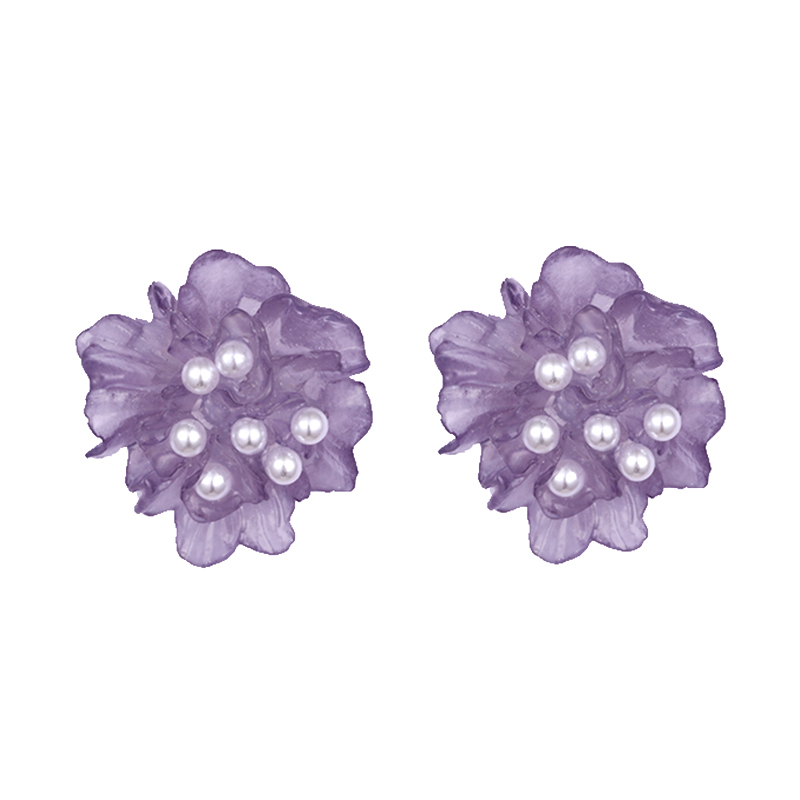 小清新紫花珍珠耳环$0.7~1.2