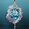 蓝色水晶宝石和紫色小宝石吊坠项链 NTB034