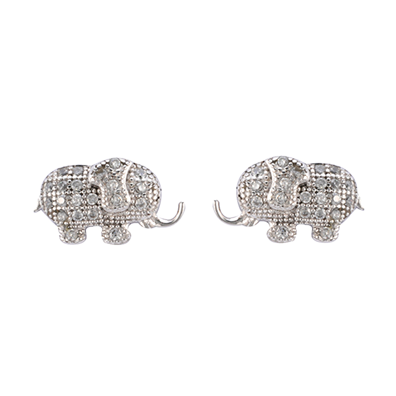  大象耳环方晶锆石装饰