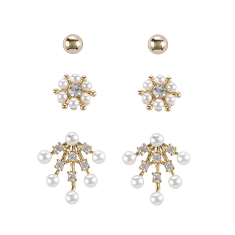 现货多件套珍珠方晶锆石耳环$1.93~2.4