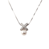 珍珠和方晶锆石吊坠项链
