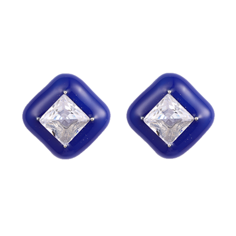 蓝色方晶锆石耳环$0.8~1.3